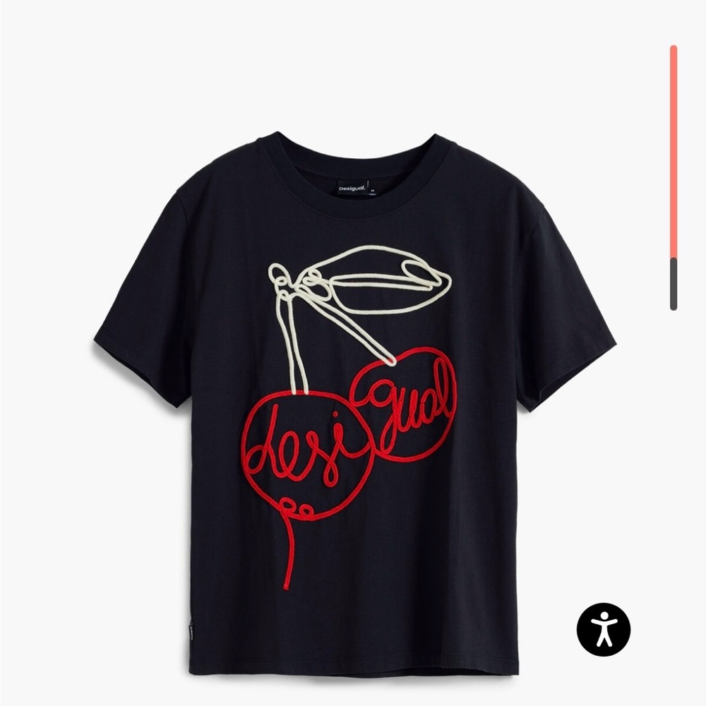 NWT Desigual embroidered cherries t-shirt